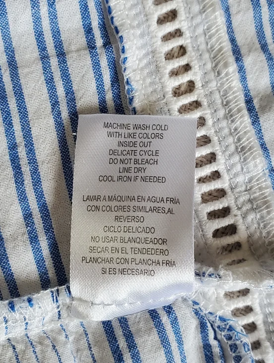 Democracy Blue Striped Boho Peasant Top with Red Embroidery and Lace Trim - Picture 14 of 14